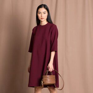 Kaarem; Wine 3/4 sleeve dress, EUC; Size M